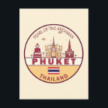 Phuket Thailand City Skyline Emblem Postcard<br><div class="desc">Phuket minimalist,  colourful art design featuring monuments and landmarks of the city in Thailand.</div>