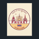 Phuket Thailand City Skyline Emblem Postcard<br><div class="desc">Phuket minimalist,  colourful art design featuring monuments and landmarks of the city in Thailand.</div>