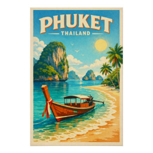 Phuket, Thailand, in a vibrant retro travel Poster