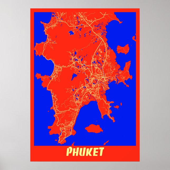 Phuket - Thailand Retro City Map Poster (Front)