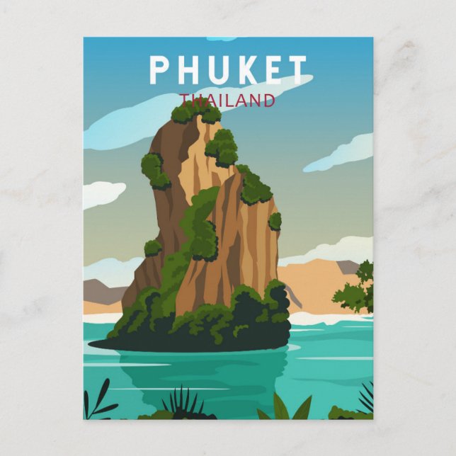 Phuket Thailand Retro Postcard (Front)