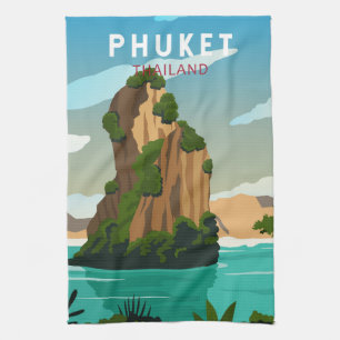 Phuket Thailand Retro Tea Towel