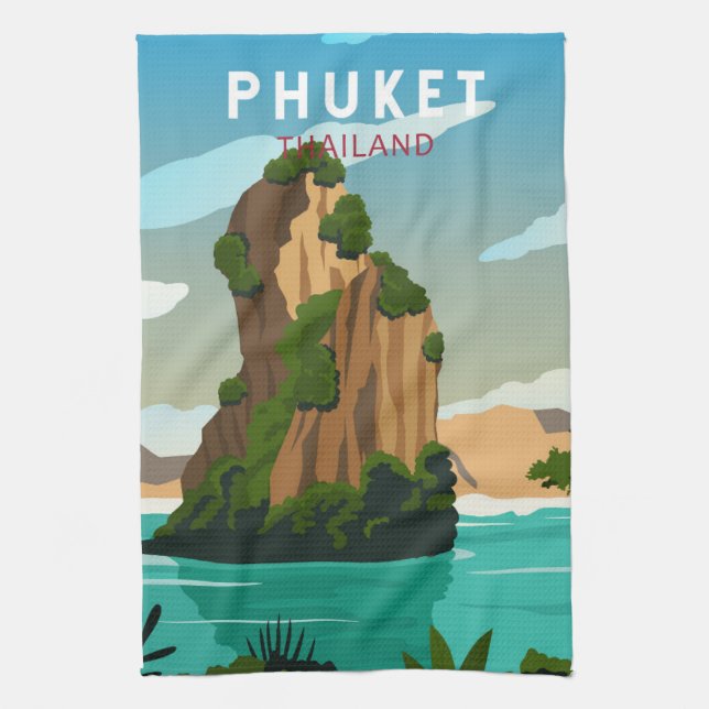 Phuket Thailand Retro  Tea Towel (Vertical)
