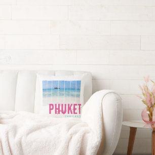 Phuket Thailand Vintage Beach Panorama Souvenir Cushion