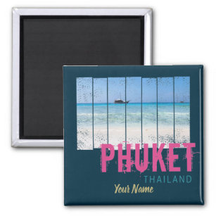  Phuket Thailand Vintage Beach Panorama Souvenir Magnet