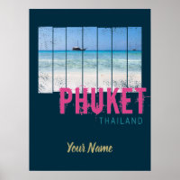 Phuket Thailand Vintage Beach Panorama Souvenir