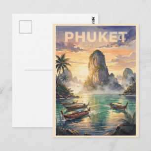 Phuket Thailand Vintage Travel Postcard