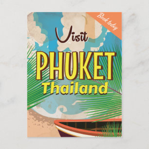Phuket Thailand vintage travel poster Postcard