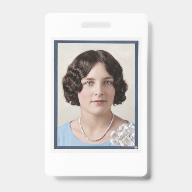 Phyllis Talla Johnson Westerfield postcard ID Badge (Front)