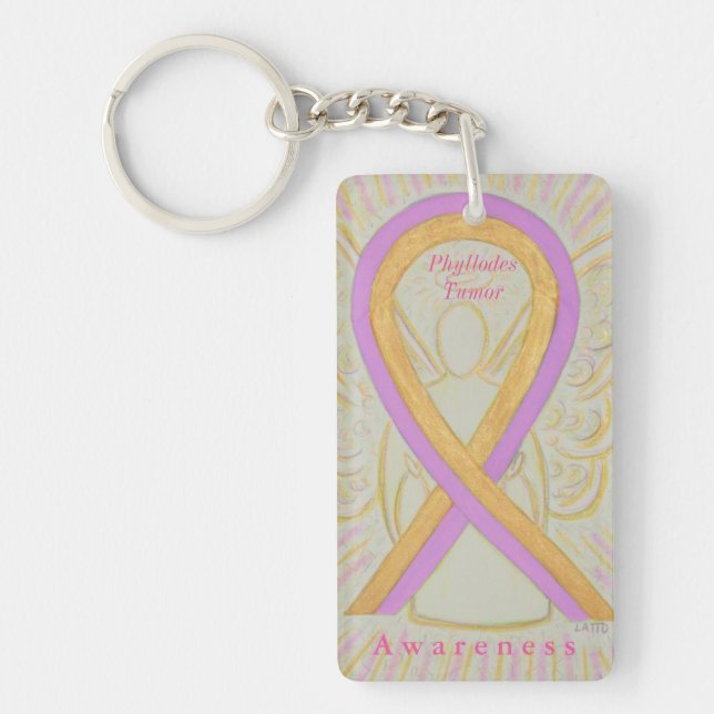 Phyllodes Tumour Awareness Ribbon Angel Keychain (Front)
