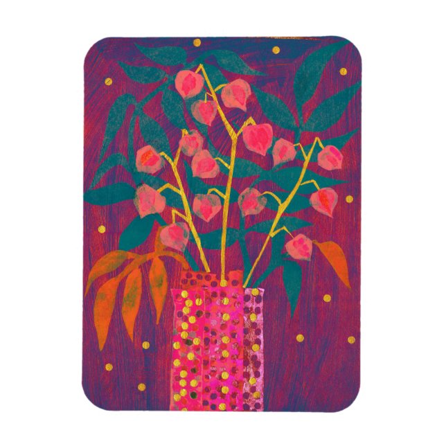 Physalis Autumn Plants Bouquet Colourful Floral Ar Magnet (Vertical)