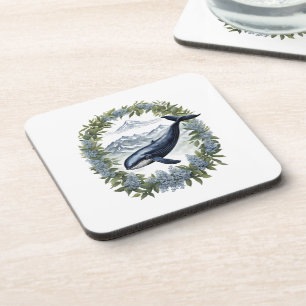 Physeter macrocephalus Whale With Mountain Laurel Coaster