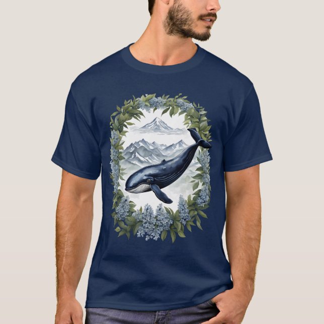 Physeter macrocephalus Whale With Mountain Laurel T-Shirt (Front)