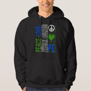 Physical Education Teacher P.E Peace Love Gym Coac Hoodie