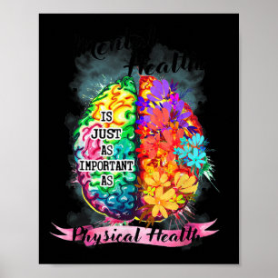 Physical Health Floral Brain Mental Health Awarene Poster