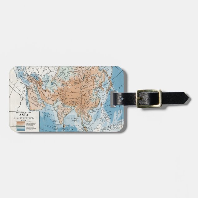 Physical Map of Asia (1916) Luggage Tag (Front Horizontal)