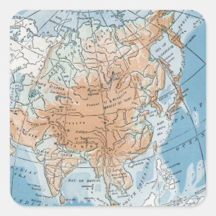 Physical Map of Asia (1916) Square Sticker