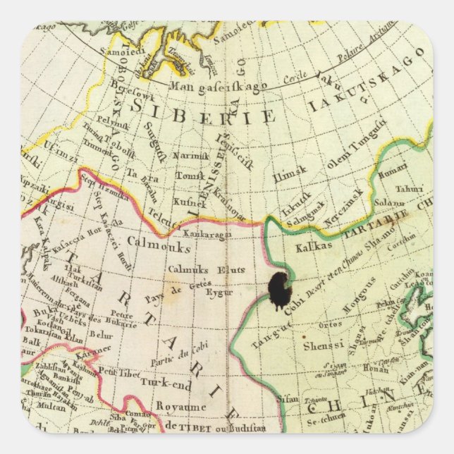 Physical map of Asia Square Sticker (Front)