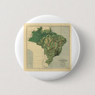 physical map of brazil 6 cm round badge
