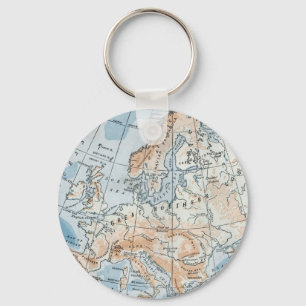 Physical Map of Europe (1916) Key Ring