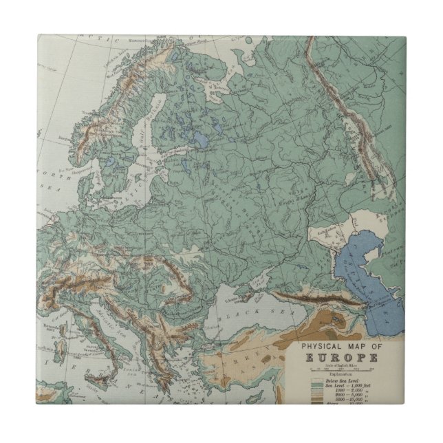 Physical Map of Europe Tile (Front)