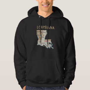 Physical Map Of Louisiana Major Cities Lakes River Hoodie