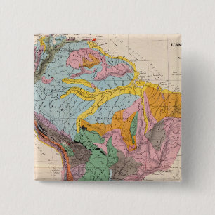 Physical Map of South America 15 Cm Square Badge
