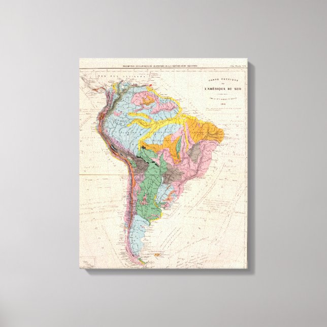 Physical Map of South America Canvas Print (Front)