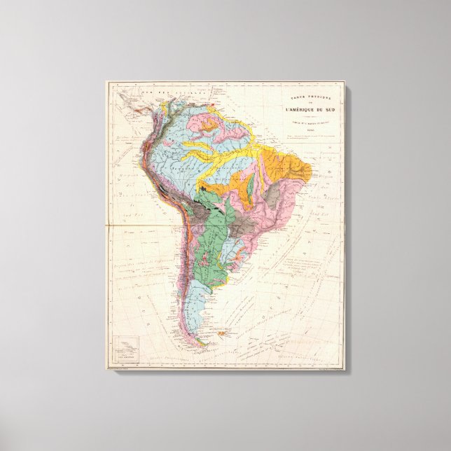 Physical Map of South America Canvas Print (Front)