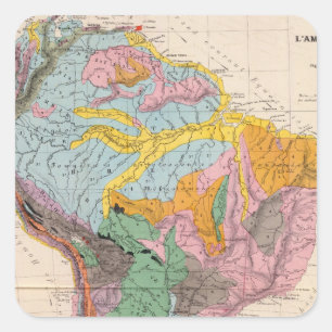 Physical Map of South America Square Sticker