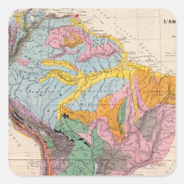 Physical Map of South America Square Sticker (Front)