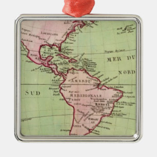 Physical map of the Americas Metal Tree Decoration