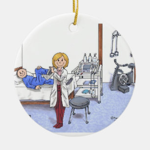 Physical Therapist, Blonde - Personalised Cartoon Ceramic Tree Decoration