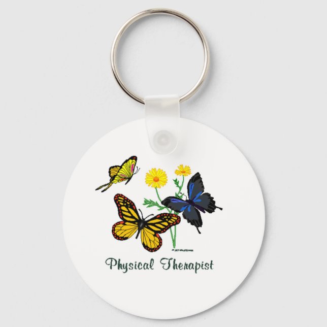 Physical Therapist Butterflies Key Ring (Front)