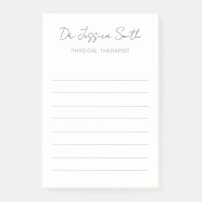 Physical Therapist DPT Simple Calligraphy Post-it Notes (Front)