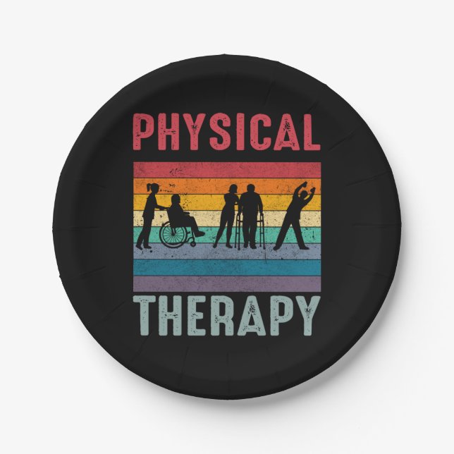Physical Therapist Gift Retro Physical Therapy Paper Plate (Front)