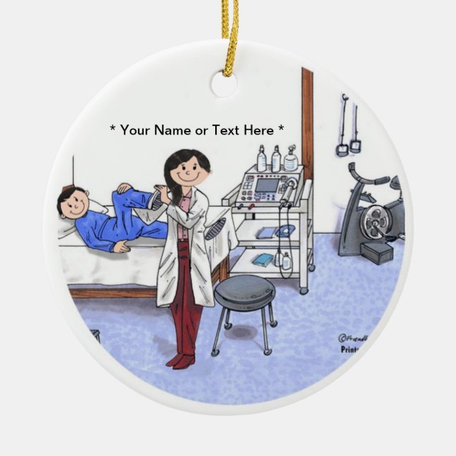 Physical Therapist, long black hair Ceramic Tree Decoration (Front)