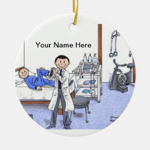 Physical Therapist, Male - Light Beard Ceramic Tree Decoration