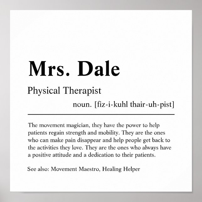 Physical Therapist Personalised Gift Poster (Front)