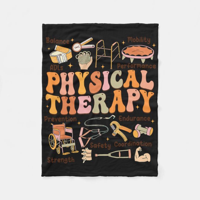 Physical Therapist Pt Pta Fall Thanksgiving Physic Fleece Blanket (Front)