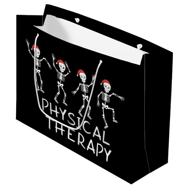 Physical Therapist Skeleton Christmas DPT Student  Large Gift Bag (Front Angled)