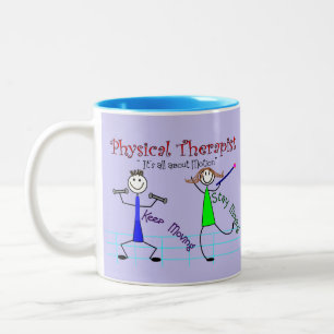 Physical Therapist Stick People "Keep Moving" Two-Tone Coffee Mug