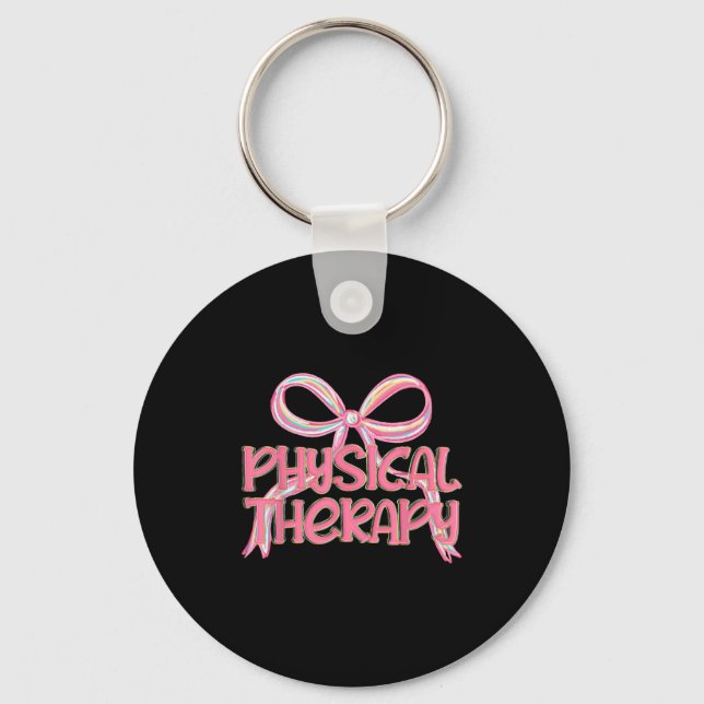 Physical Therapy Aesthetic Pink Coquette Bow Y2k P Key Ring (Front)