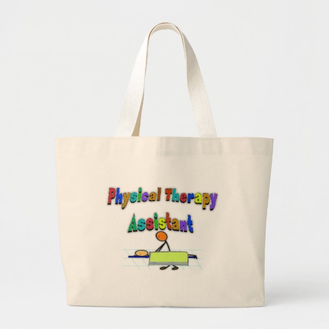 Physical Therapy Assistant--Stick Figure Design Large Tote Bag (Front)
