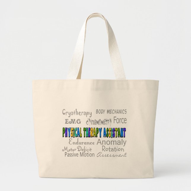 Physical Therapy Assistant "Terminology" Design Large Tote Bag (Front)