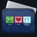 Physical Therapy Blue Peace Love PT Laptop Sleeve<br><div class="desc">Pretty physical therapist gift. Peace Love PT written on a dark blue background. Customise with your practice or company name and information.</div>