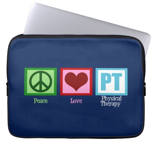 Physical Therapy Blue Peace Love PT Laptop Sleeve (Front)