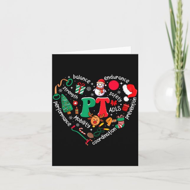 Physical Therapy Christmas Heart Pt Therast Xmas M Card (Front)