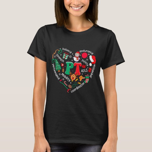 Physical Therapy Christmas Heart Pt Therast Xmas M T-Shirt (Front)