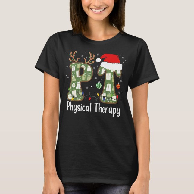 Physical Therapy Christmas Retro Groovy PT Therapi T-Shirt (Front)